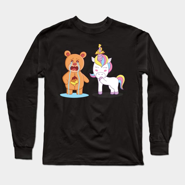 Teddy and Unicorn Long Sleeve T-Shirt by zemluke